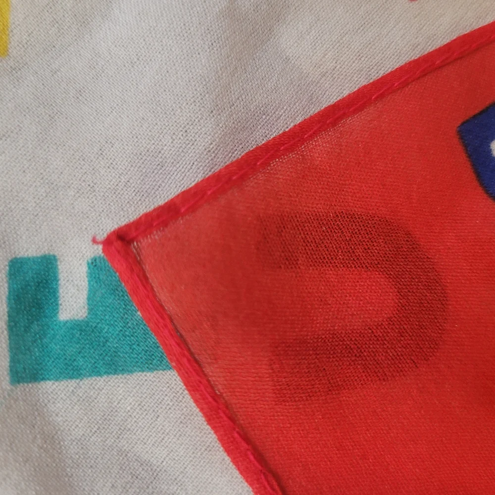 FUNNY! Italian Colorful Letterprint Scarf Vintage 1970s? ~ Cute ~ Teacher Comedy
